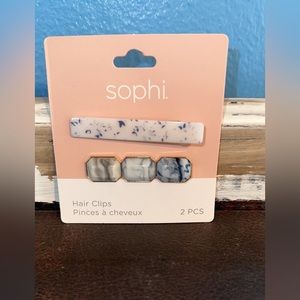 Sophi acrylic plastic hair clip 2 pack blue and white hair clips new